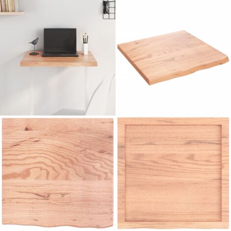 Tablero mesa madera roble tratada marrón claro 60x60x(2-4) cm - Mesa de madera - Mesa de roble barnizada
