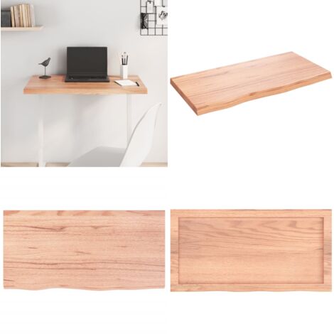 Tablero mesa madera roble tratada marrón claro 80x40x(2-4) cm - Superficie de mesa - Madera tratada
