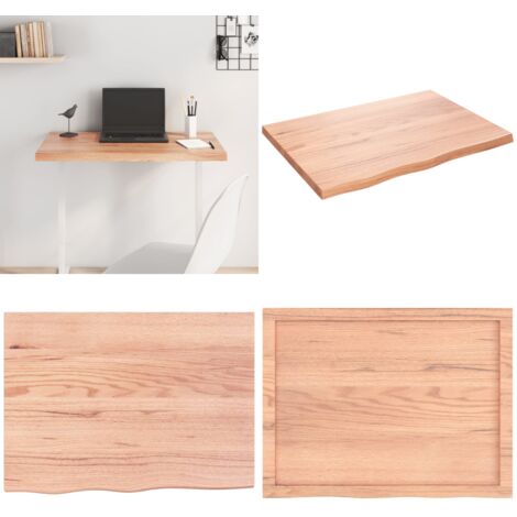 Tablero mesa madera roble tratada marrón claro 80x60x(2-4) cm - Madera tratada - Mesa de madera