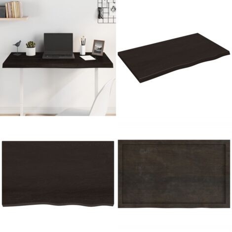 Tablero mesa madera roble tratada marrón oscuro 100x60x(2-4) cm - Mesa de madera - Mesa de roble tratada
