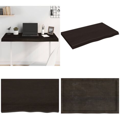 Tablero mesa madera roble tratada marrón oscuro 100x60x(2-6) cm - Superficie de mesa - Madera maciza