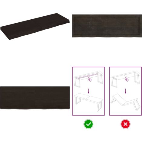 Tablero mesa madera roble tratada marrón oscuro 120x40x(2-6) cm - Mesa de madera - Mesa de repuesto