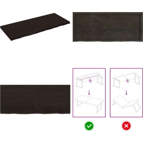 Tablero mesa madera roble tratada marrón oscuro 120x50x(2-4) cm - Mesa de madera - Mesa de roble tratada