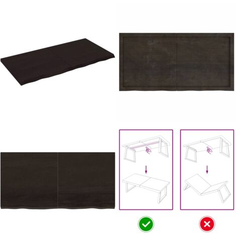Tablero mesa madera roble tratada marrón oscuro 120x60x(2-4) cm - Mesa de madera - Mesa de roble tratada