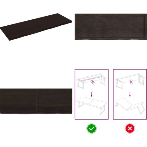 Tablero mesa madera roble tratada marrón oscuro 140x50x(2-4) cm - Mesa de madera - Mesa de roble tratada