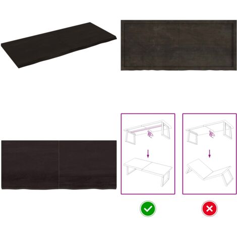 Tablero mesa madera roble tratada marrón oscuro 140x60x(2-4) cm - Mesa de madera - Mesa de roble tratada
