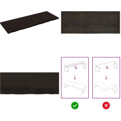 Tablero mesa madera roble tratada marrón oscuro 160x60x(2-4) cm - Mesa de madera - Mesa de roble tratada