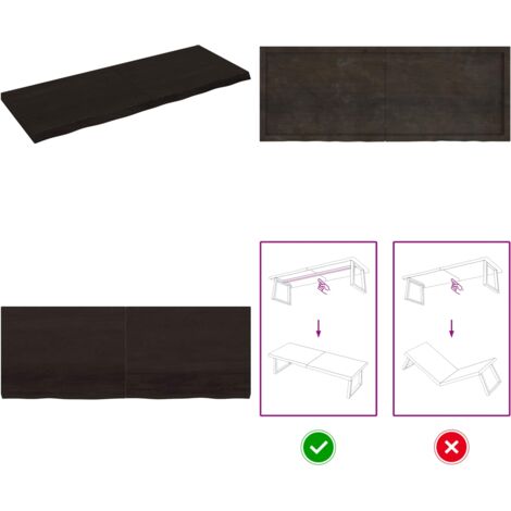 Tablero mesa madera roble tratada marrón oscuro 160x60x(2-6) cm - Mesa de madera - Mesa de roble tratada