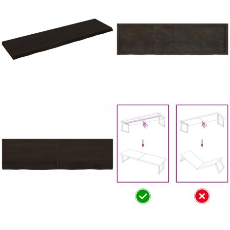 Tablero mesa madera roble tratada marrón oscuro 180x50x(2-6) cm - Mesa de madera - Mesa de roble tratada