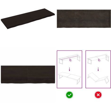 Tablero mesa madera roble tratada marrón oscuro 180x60x(2-6) cm - Mesa de madera - Mesa de roble tratada