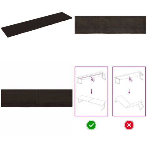 Tablero mesa madera roble tratada marrón oscuro 200x50x(2-4) cm - Mesa de madera - Mesa de roble tratada