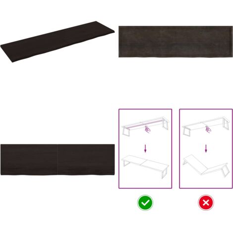 Tablero mesa madera roble tratada marrón oscuro 220x60x(2-4) cm - Mesa de madera - Mesa de roble tratada