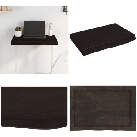 Tablero mesa madera roble tratada marrón oscuro 60x40x(2-6) cm - Mesa de madera - Mesa de roble tratada