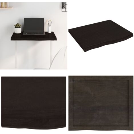 Tablero mesa madera roble tratada marrón oscuro 60x50x(2-4) cm - Mesa de madera - Mesa de repuesto