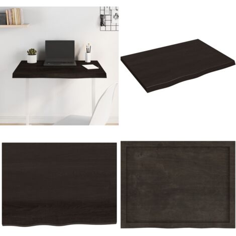 Tablero mesa madera roble tratada marrón oscuro 80x60x(2-4) cm - Superficie de mesa - Madera maciza
