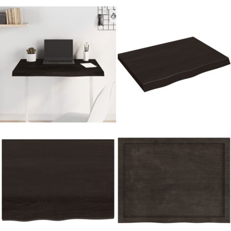 Tablero mesa madera roble tratada marrón oscuro 80x60x(2-6) cm - Mesa de madera - Superficie de mesa