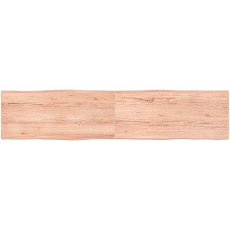 Tablero mesa madera tratada borde natural marrón 180x40x(2-4)cm