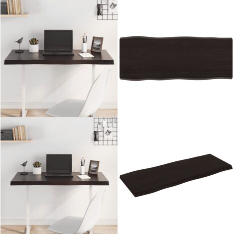 Tablero mesa madera tratada borde vivo marrón 100x40x(2-4) cm - Madera tratada - Mesa de roble