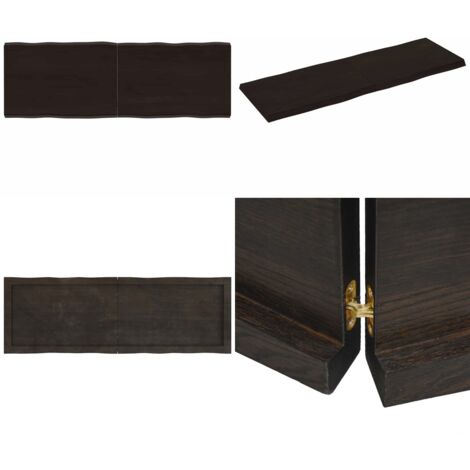 Tablero mesa madera tratada borde vivo marrón 120x40x(2-4) cm - Mesa de roble - Mesa de madera tratada