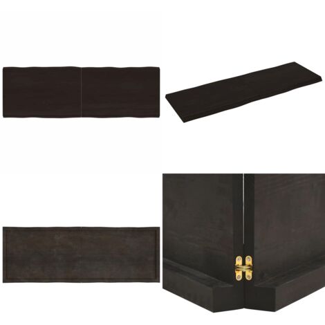 Tablero mesa madera tratada borde vivo marrón 180x60x(2-6) cm - Mesa de roble - Mesa de madera tratada