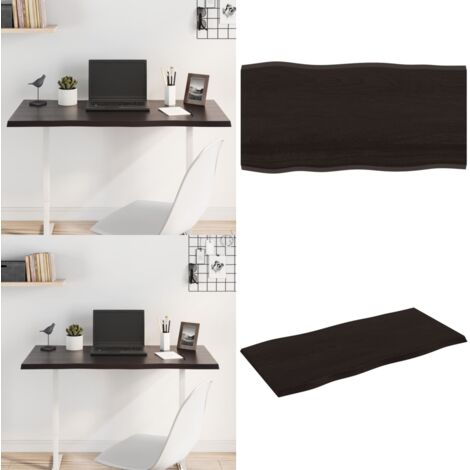 Tablero mesa madera tratada roble borde vivo marrón 100x50x2 cm - Madera tratada - Mesa de roble