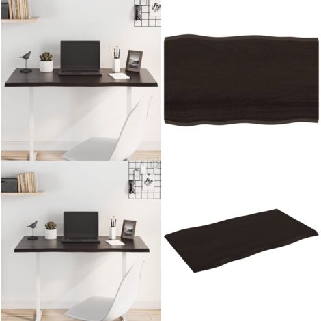 Tablero mesa madera tratada roble borde vivo marrón 100x60x2 cm - Madera tratada - Mesa de roble