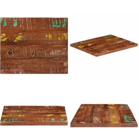 Tablero mesa rectangular madera maciza reciclada 60x50x3,8 cm - Madera reciclada - Mesa de madera maciza