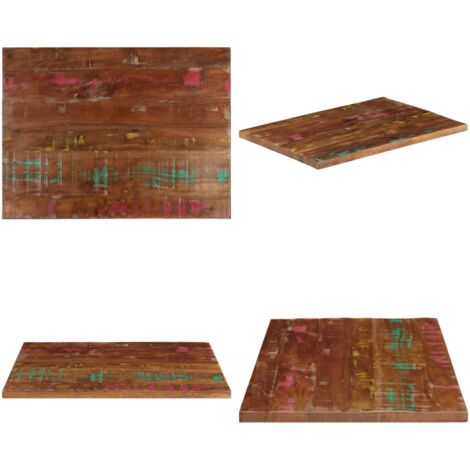 Tablero mesa rectangular madera maciza reciclada 90x50x3,8 cm - Madera reciclada - Mesa de madera maciza
