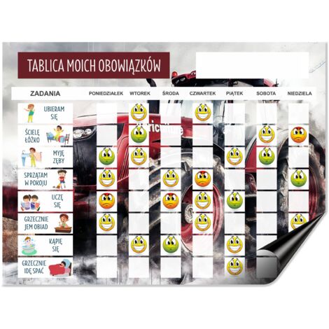 Tablero motivacional para niños Planificador semanal para nevera Imán + emoticonos