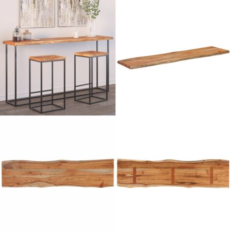Tablero rectangular madera de acacia borde vivo 180x40x2,5 cm - Madera de acacia - Mesa de bar
