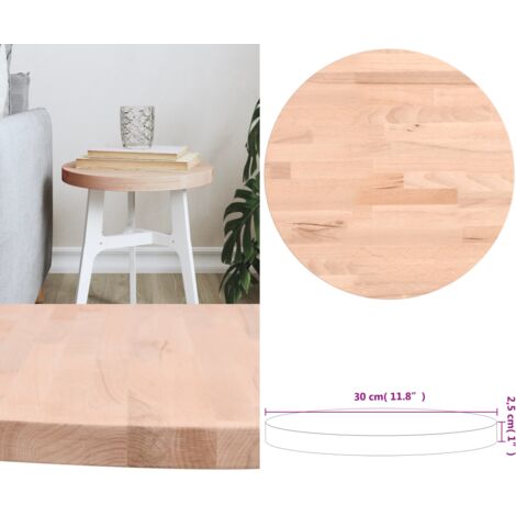 Tablero redondo de madera maciza de haya Ø30x2,5 cm - Mesa redonda - Madera de haya