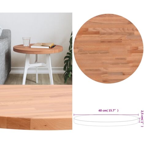 Tablero redondo de madera maciza de haya Ø40x2,5 cm - Mesa redonda - Madera de haya