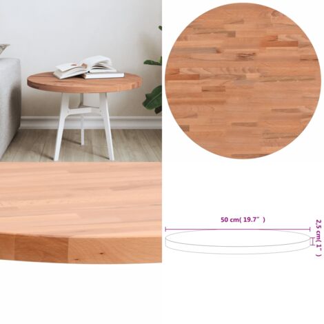 Tablero redondo de madera maciza de haya Ø50x2,5 cm - Mesa redonda - Madera de haya