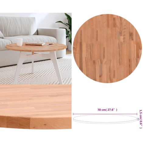 Tablero redondo de madera maciza de haya Ø70x1,5 cm - Madera maciza - Mesa de centro