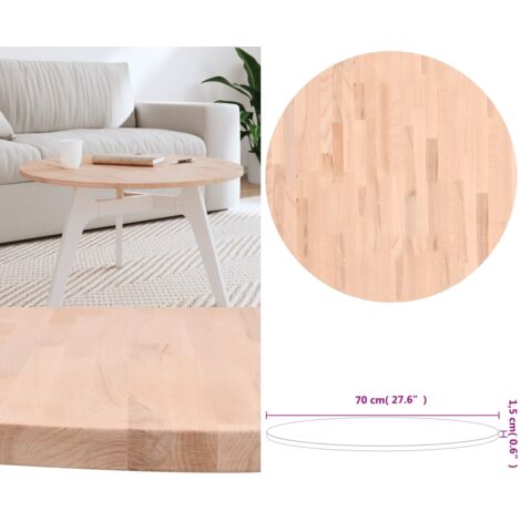 Tablero redondo de madera maciza de haya Ø70x1,5 cm - Mesa redonda - Madera de haya