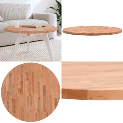 Tablero redondo de madera maciza de haya Ø70x2,5 cm - Madera de haya - Mesa de centro