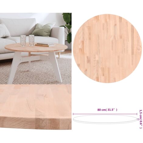 Tablero redondo de madera maciza de haya Ø80x1,5cm - Mesa redonda - Madera de haya