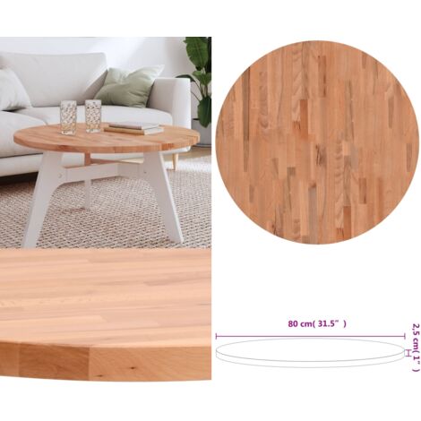 Tablero redondo de madera maciza de haya Ø80x2,5 cm - Madera de haya - Mesa de centro