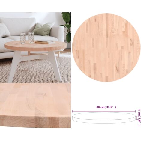 Tablero redondo de madera maciza de haya Ø80x4 cm - Mesa redonda - Madera de haya
