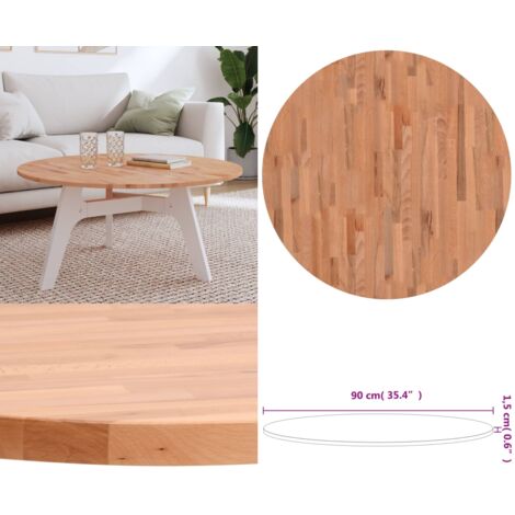 Tablero redondo de madera maciza de haya Ø90x1,5 cm - Mesa redonda - Madera de haya