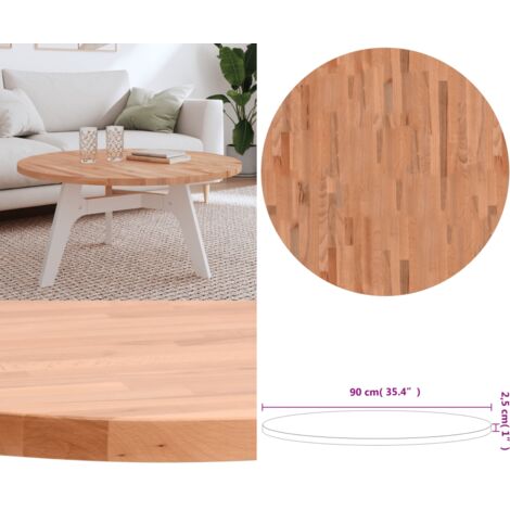 Tablero redondo de madera maciza de haya Ø90x2,5 cm - Mesa redonda - Madera maciza
