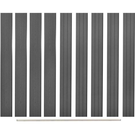 Tableros de valla de repuesto 9 uds WPC gris 170 cm