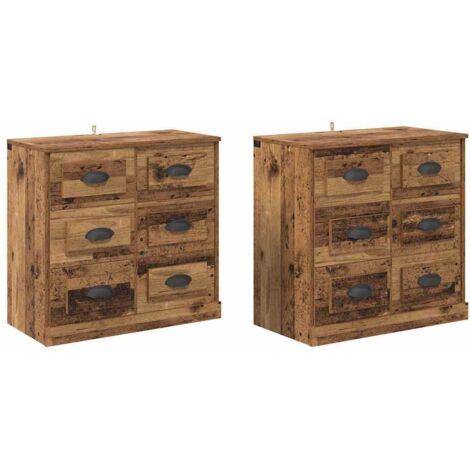 Tableros Lateral 2 pcs Madera Vieja 70 x 35,5 x 67,5 cm vidaXL