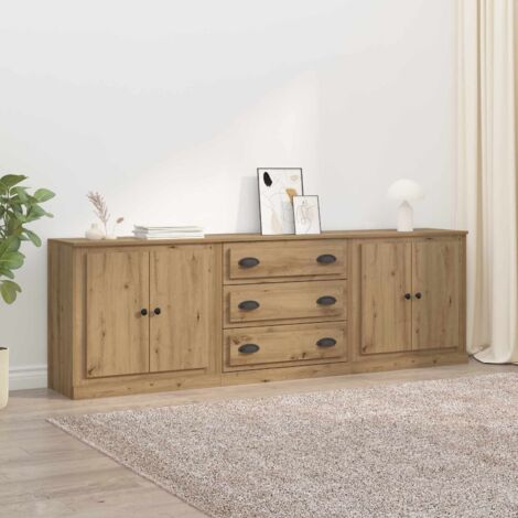 Tableros Lateral 3 pcs Roble Artesanal 210 x 35,5 x 67,5 cm