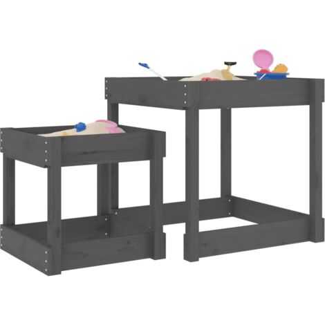 Tables à sable 2 pcs gris bois de pin massif vidaXL