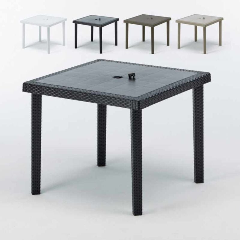 Tables bar en Poly rotin carrées 90x90 Boheme 12 pcs | Noir - Grand Soleil