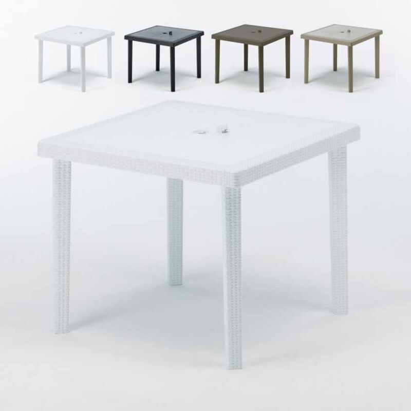 Tables bar en Poly rotin carrées 90x90 Boheme 12 pcs | Blanc - Grand Soleil