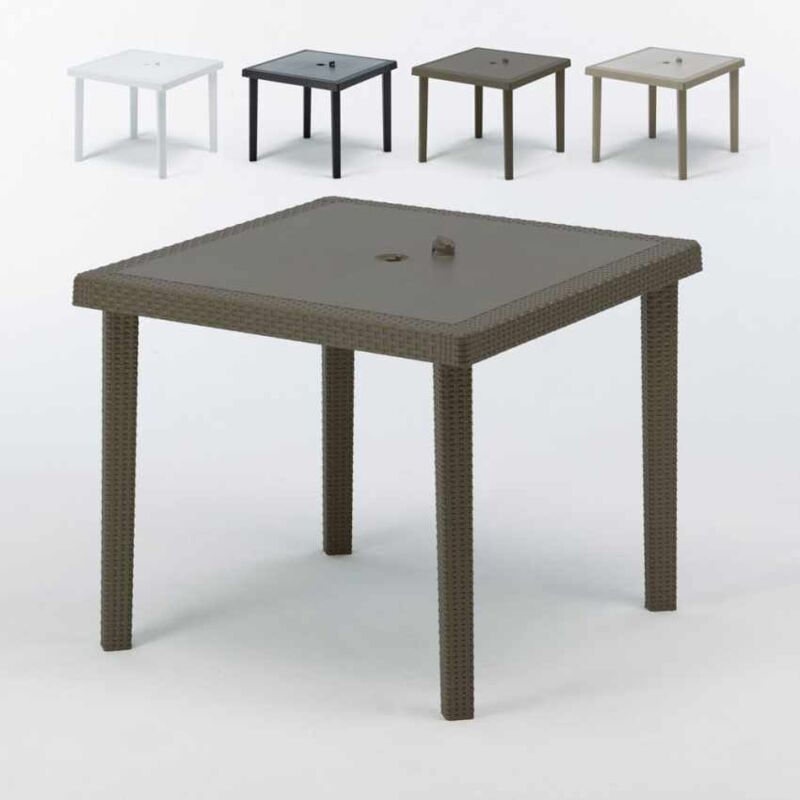 Tables bar en Poly rotin carrées 90x90 Boheme 12 pcs | Marron - Grand Soleil