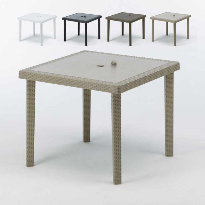 Tables bar en Poly rotin carrées 90x90 Grand Soleil Boheme 12 pcs | Beige