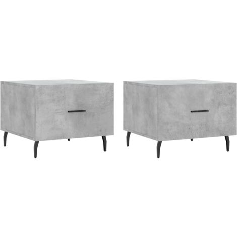 Tables basses 2 pcs gris béton 50x50x40 bois d'ingénierie